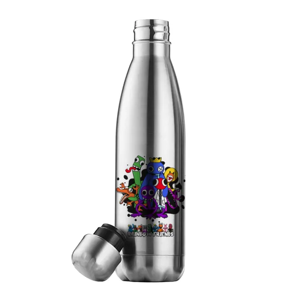 Rainbow friends — Μεταλλικό παγούρι θερμός Inox (Stainless steel), διπλού τοιχώματος, 500ml