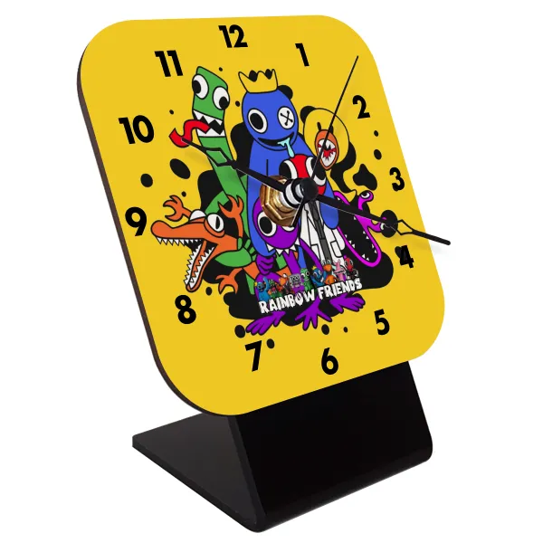 Rainbow friends — Quartz Wooden table clock with hands (10cm)