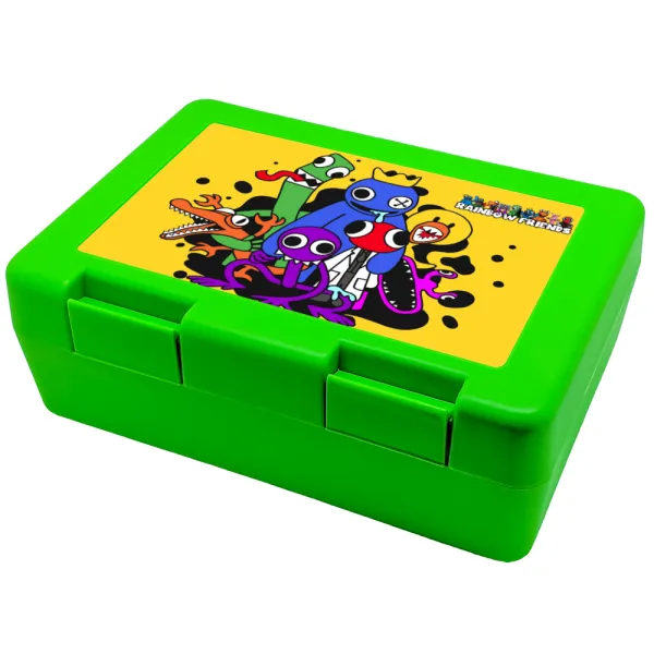 Rainbow friends — Children's cookie container GREEN 185x128x65mm (BPA free plastic)