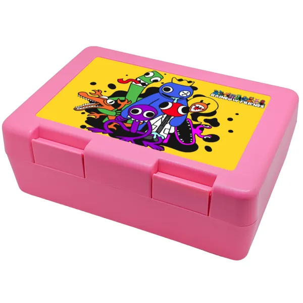 Rainbow friends — Children's cookie container PINK 185x128x65mm (BPA free plastic)