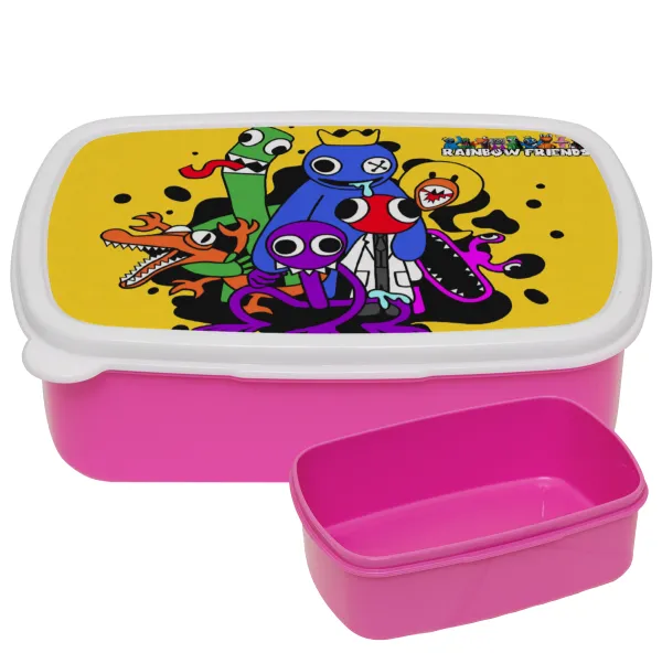 Rainbow friends — PINK kids' plastic lunch box (BPA-free), L18 x W13 x H6cm