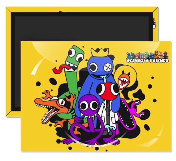 Rainbow friends — Rectangular fridge magnet, 9x6cm