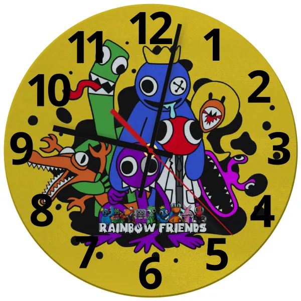 Rainbow friends — Glass wall clock (30cm)