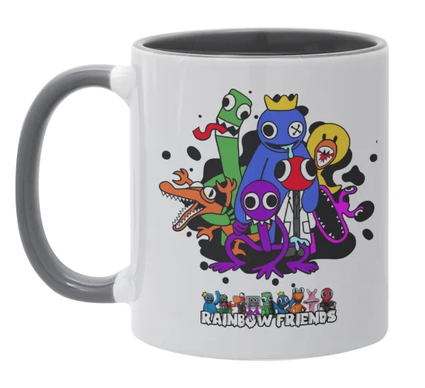 Rainbow friends — Κούπα χρωματιστή γκρι, κεραμική, 330ml