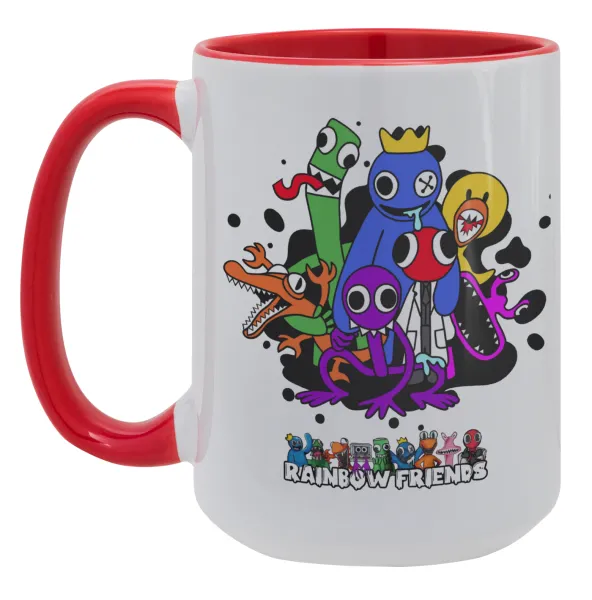 Rainbow friends — Mega mug 15oz, red ceramic, 450ml
