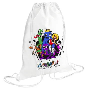 Rainbow friends, Backpack pouch GYMBAG white (28x40cm)