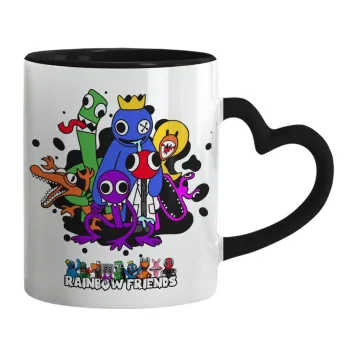 Rainbow friends, Mug heart black handle, ceramic, 330ml