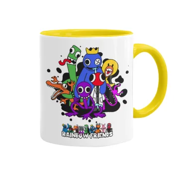 Rainbow friends, Κούπα χρωματιστή κίτρινη, κεραμική, 330ml