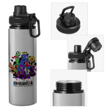 Rainbow friends, Metallic water bottle with safety cap, 850ml aluminum