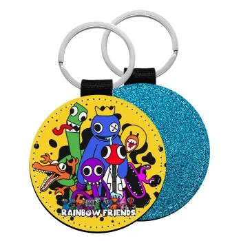 Rainbow friends, Μπρελόκ Δερματίνη, στρογγυλό ΜΠΛΕ (5cm)