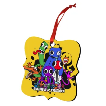 Rainbow friends, Christmas ornament polygon wooden 7.5cm