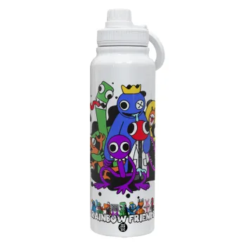 Rainbow friends, Θερμός 1L Ανοξείδωτο με Βάση Κινητού & Διπλά Τοιχώματα