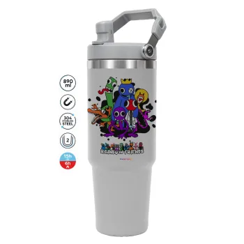 Rainbow friends, ΓΚΡΙ χρώματος Θερμός Ανοξείδωτο 890ml (30oz) με χερούλι