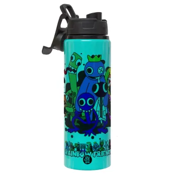 Rainbow friends, Μεταλλικό παγούρι νερού με καπάκι ασφαλείας, αλουμινίου 850ml