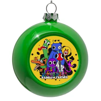 Rainbow friends, Green Christmas tree ornament bauble 8cm