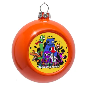 Rainbow friends, Στολίδι Χριστουγεννιάτικη μπάλα δένδρου Πορτοκαλί 8cm