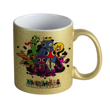 Rainbow friends, Κούπα Χρυσή Glitter που γυαλίζει, κεραμική, 330ml