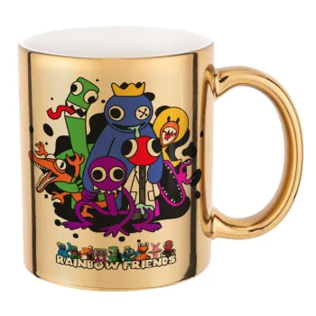 Rainbow friends, Κούπα κεραμική, χρυσή καθρέπτης, 330ml