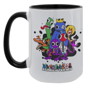 Rainbow friends, Κούπα Mega 15oz, κεραμική Μαύρη, 450ml
