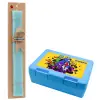 Easter Set, children's snack container BLUE & Easter aromatic flat candle (30cm) (TURQUOISE)