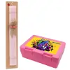 Easter Set, children's snack container PINK & scented flat Easter candle (30cm) (PINK)