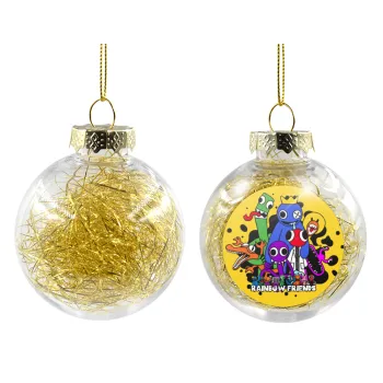 Rainbow friends, Transparent Christmas tree ball ornament with gold filling 8cm