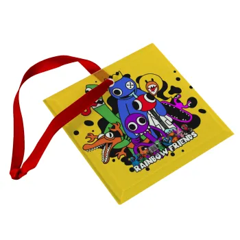 Rainbow friends, Christmas ornament, glass square ornament 9x9cm