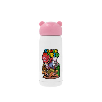 Super mario Jump, Pink stainless steel thermal flask, 320ml