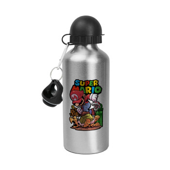 Super mario Jump, Metallic water jug, Silver, aluminum 500ml