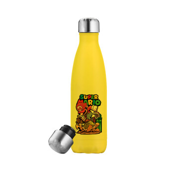 Super mario Jump, Yellow Stainless Steel Metallic Thermos, double-walled, 500ml