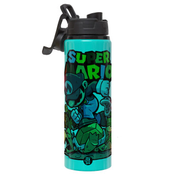 Super mario Jump, Μεταλλικό παγούρι νερού με καπάκι ασφαλείας, αλουμινίου 850ml