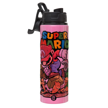 Super mario Jump, Metallic water bottle with safety lid, 850ml aluminum