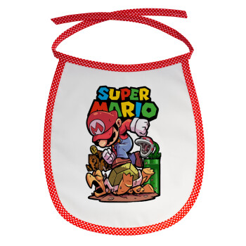 Super mario Jump, Σαλιάρα μωρού αλέκιαστη με κορδόνι Κόκκινη