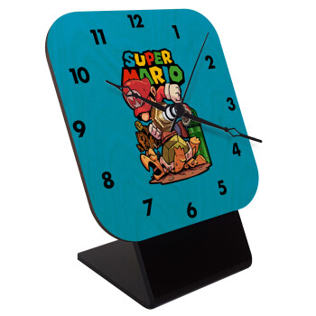 Super mario Jump, Επιτραπέζιο ρολόι σε φυσικό ξύλο (10cm)