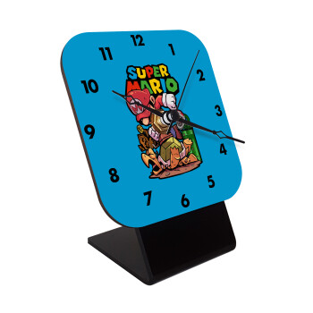 Super mario Jump, Επιτραπέζιο ρολόι ξύλινο με δείκτες (10cm)