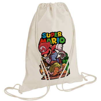 Super mario Jump, Τσάντα πλάτης πουγκί GYMBAG natural (28x40cm)