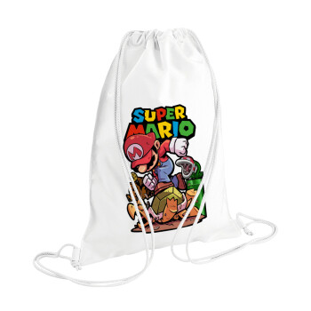 Super mario Jump, Τσάντα πλάτης πουγκί GYMBAG λευκή (28x40cm)