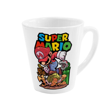 Super mario Jump, Κούπα κωνική Latte Λευκή, κεραμική, 300ml