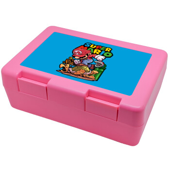 Super mario Jump, Children's cookie container PINK 185x128x65mm (BPA free plastic)