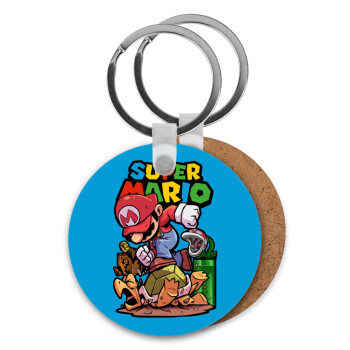 Super mario Jump, Μπρελόκ Ξύλινο στρογγυλό MDF Φ5cm