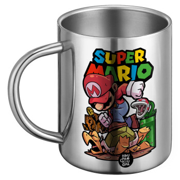 Super mario Jump, Ανοξείδωτη Μεταλλική Κούπα 450ml - Διπλού Τοιχώματος