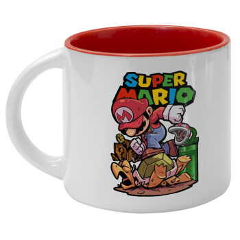 Super mario Jump, Κούπα κεραμική 400ml Λευκή/Κόκκινη