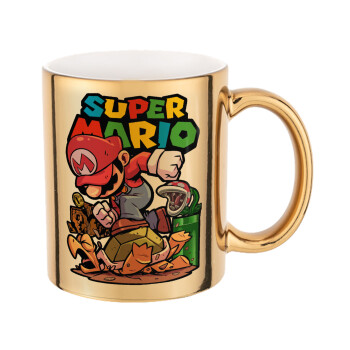 Super mario Jump, Mug ceramic, gold mirror, 330ml