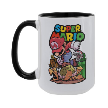 Super mario Jump, Κούπα Mega 15oz, κεραμική Μαύρη, 450ml