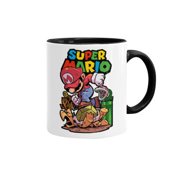 Super mario Jump, Mug colored black, ceramic, 330ml