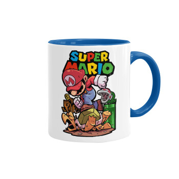 Super mario Jump, Mug colored blue, ceramic, 330ml
