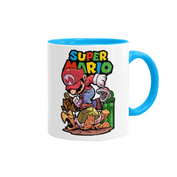 Super mario Jump, Mug colored light blue, ceramic, 330ml