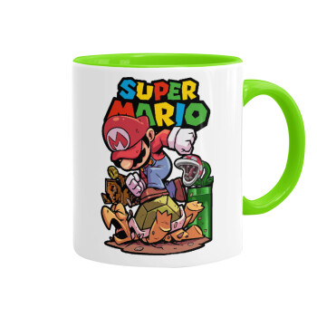 Super mario Jump, Mug colored light green, ceramic, 330ml
