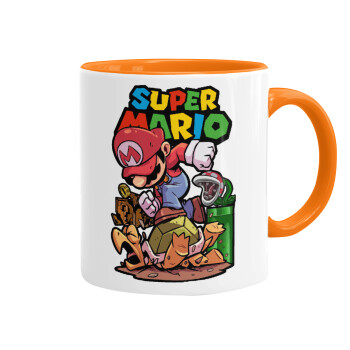 Super mario Jump, Mug colored orange, ceramic, 330ml