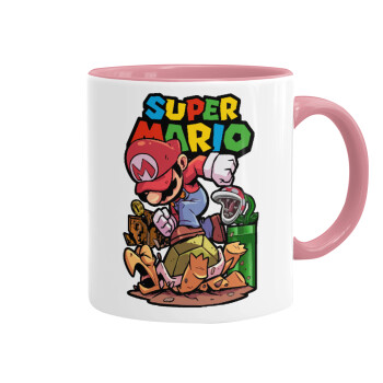 Super mario Jump, Mug colored pink, ceramic, 330ml